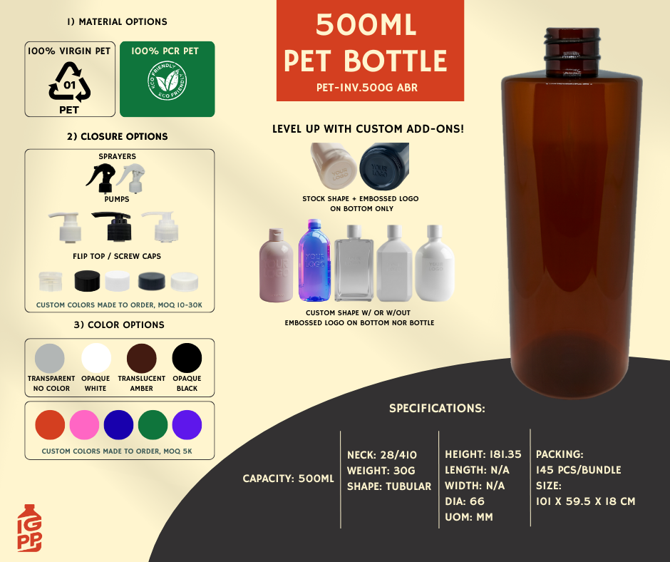 500 ML PET BOTTLE - AMBER TUBULAR