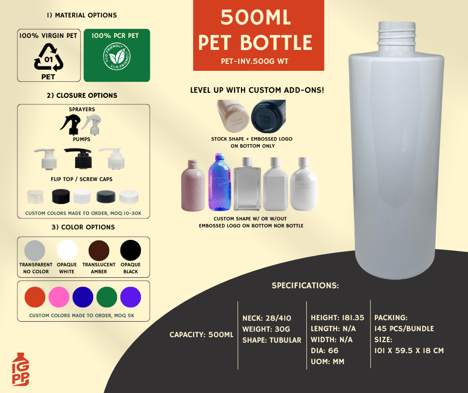 500 ML PET BOTTLE - WHITE TUBULAR
