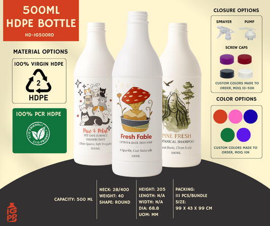 500 ML HDPE BOTTLE - WHITE ROUND