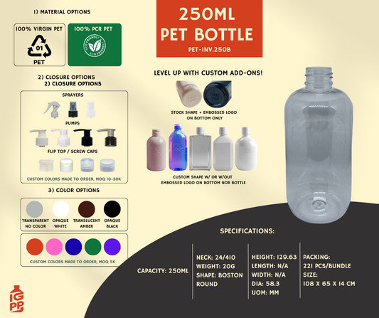 250 ML PET BOTTLE - CLEAR ROUND