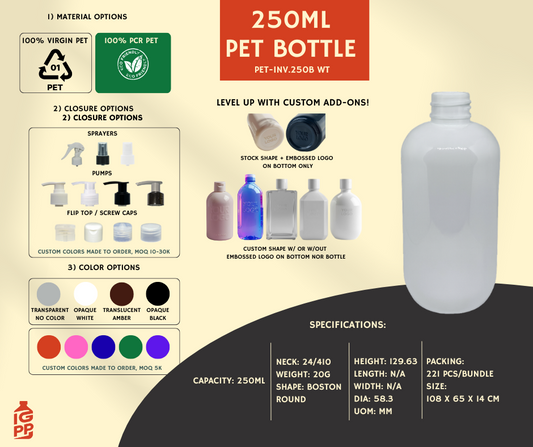 250 ML PET BOTTLE - WHITE ROUND