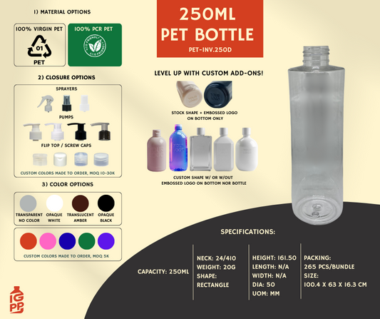 250 ML PET BOTTLE - CLEAR TUBULAR