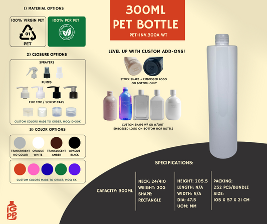 300 ML PET BOTTLE - WHITE TUBULAR