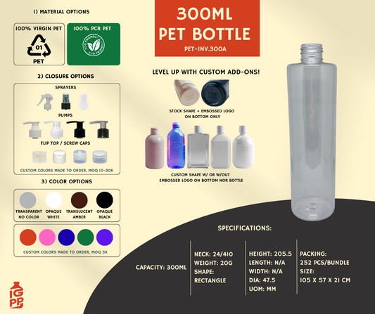 300 ML PET BOTTLE - CLEAR TUBULAR