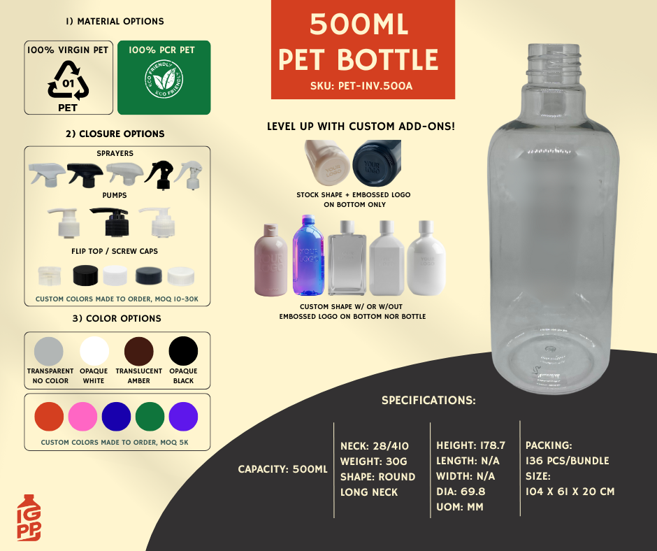500 ML PET BOTTLE - CLEAR ROUND LONG NECK