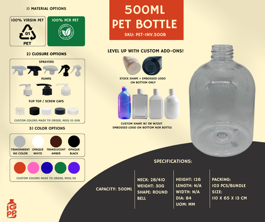 500 ML PET BOTTLE - CLEAR ROUND BELL
