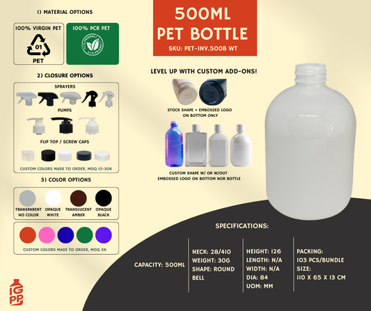 500 ML PET BOTTLE - WHITE ROUND BELL