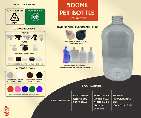 500 ML PET BOTTLE - CLEAR OVAL
