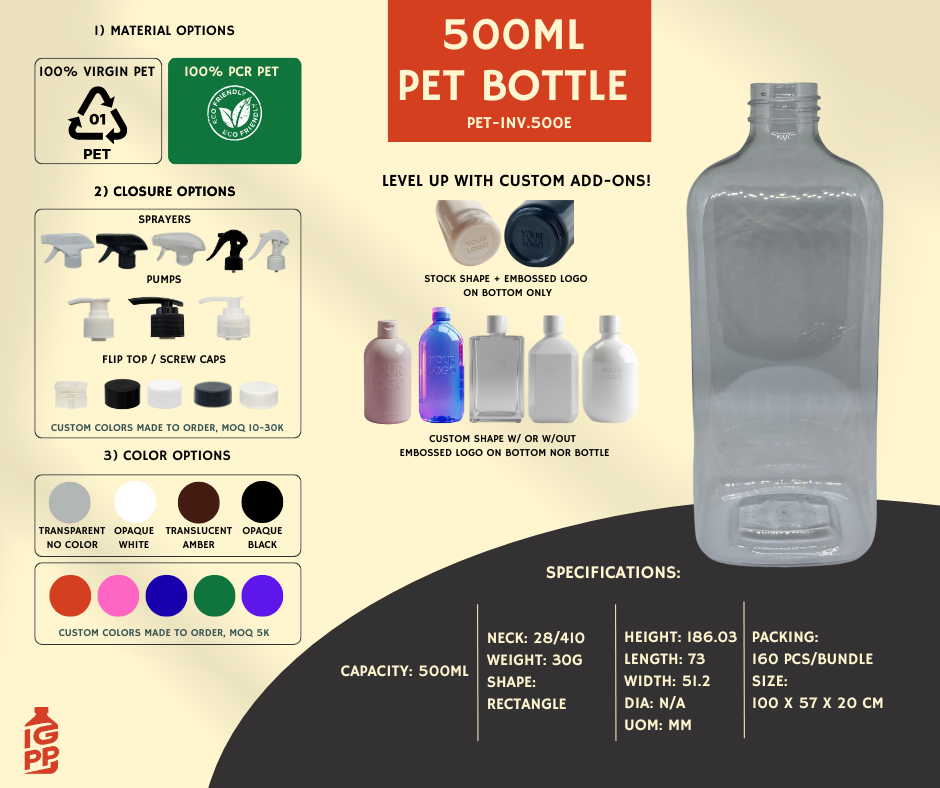 500 ML PET BOTTLE - CLEAR RECTANGLE