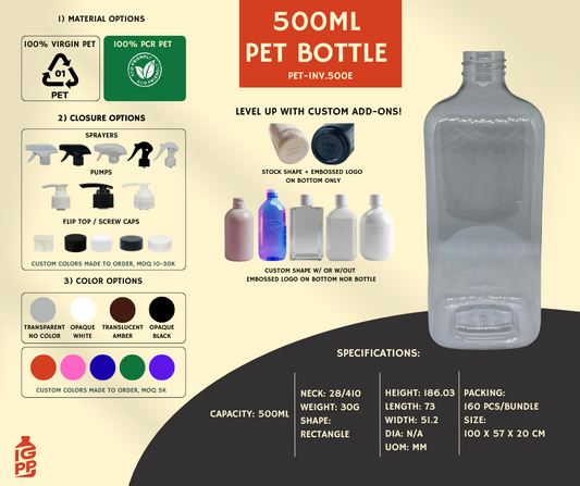 500 ML PET BOTTLE - CLEAR RECTANGLE