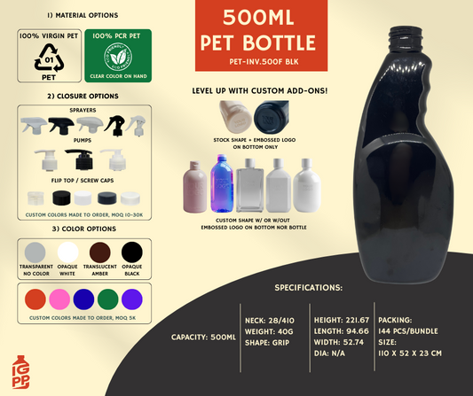 500 ML PET BOTTLE - BLACK GRIP