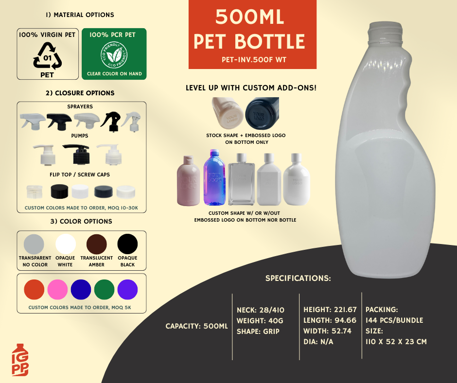 500 ML PET BOTTLE - WHITE GRIP