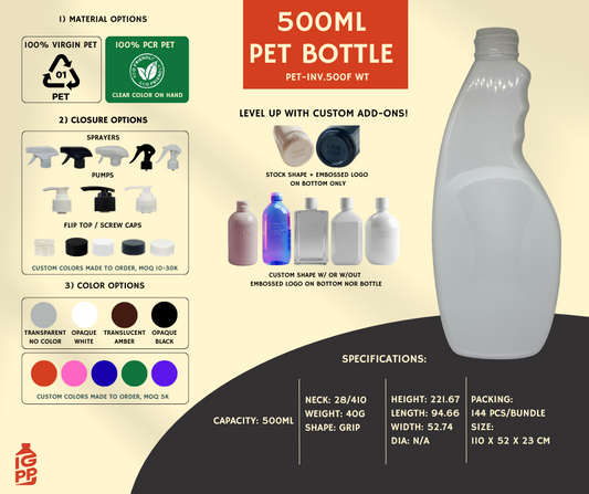 500 ML PET BOTTLE - WHITE GRIP