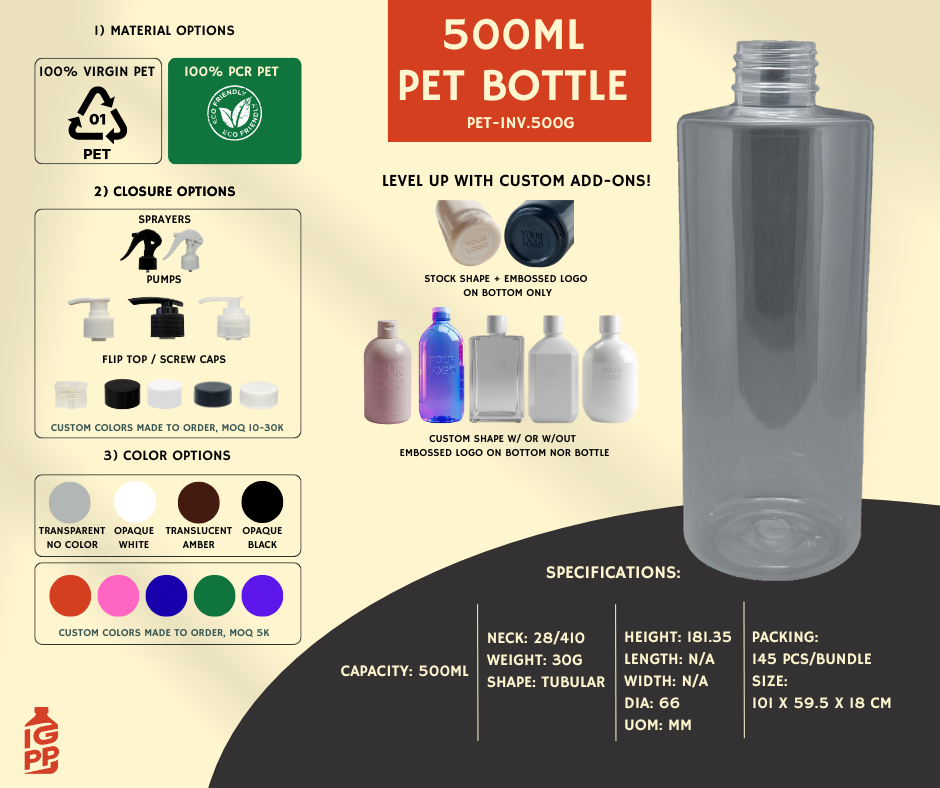 500 ML PET BOTTLE - CLEAR TUBULAR