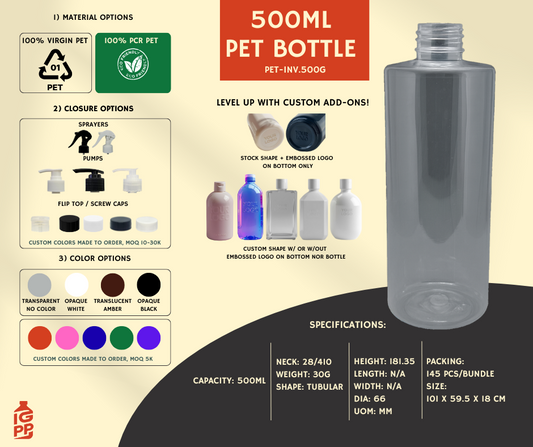 500 ML PET BOTTLE - CLEAR TUBULAR